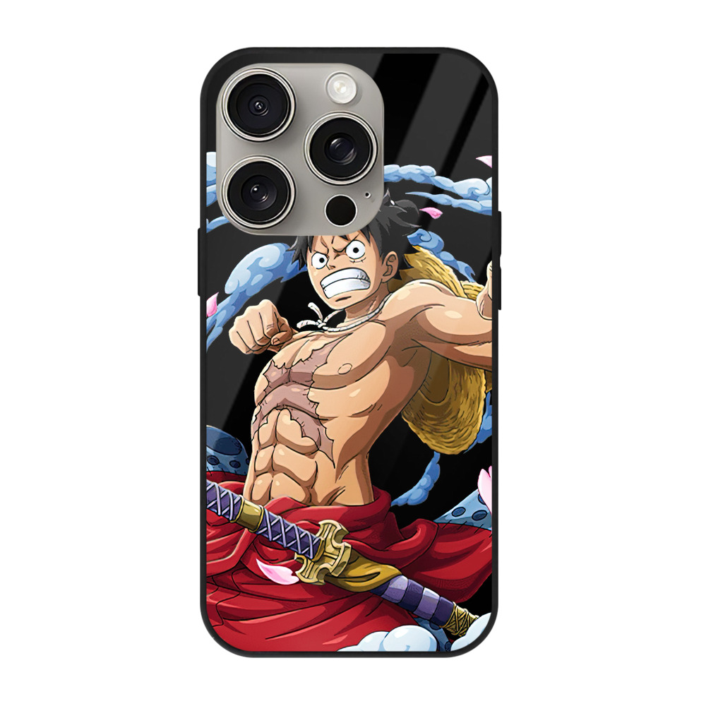 （画像用） ワンピース モンキー・D・ルフィ ONE PIECE Monkey D. Luffy 【iPhone15Pro対応】スマホケース 耐衝撃＆黄変防止 背面ガラス