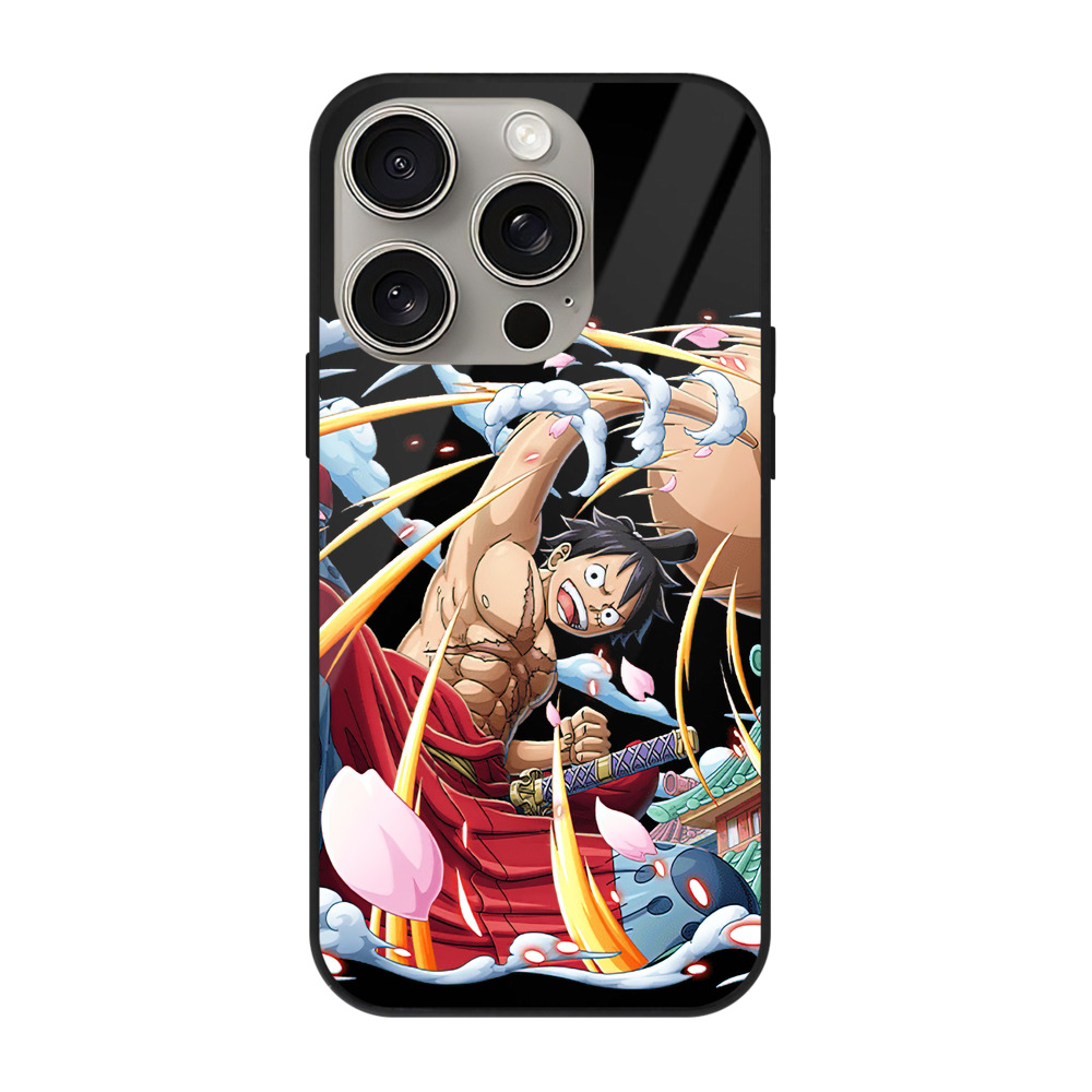 （画像用） ワンピース モンキー・D・ルフィ ONE PIECE Monkey D. Luffy 【iPhone15Pro対応】スマホケース 耐衝撃＆黄変防止 背面ガラス