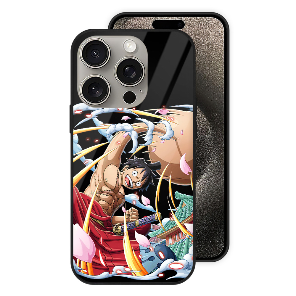 （画像用） ワンピース モンキー・D・ルフィ ONE PIECE Monkey D. Luffy 【iPhone15Pro対応】スマホケース 耐衝撃＆黄変防止 背面ガラス