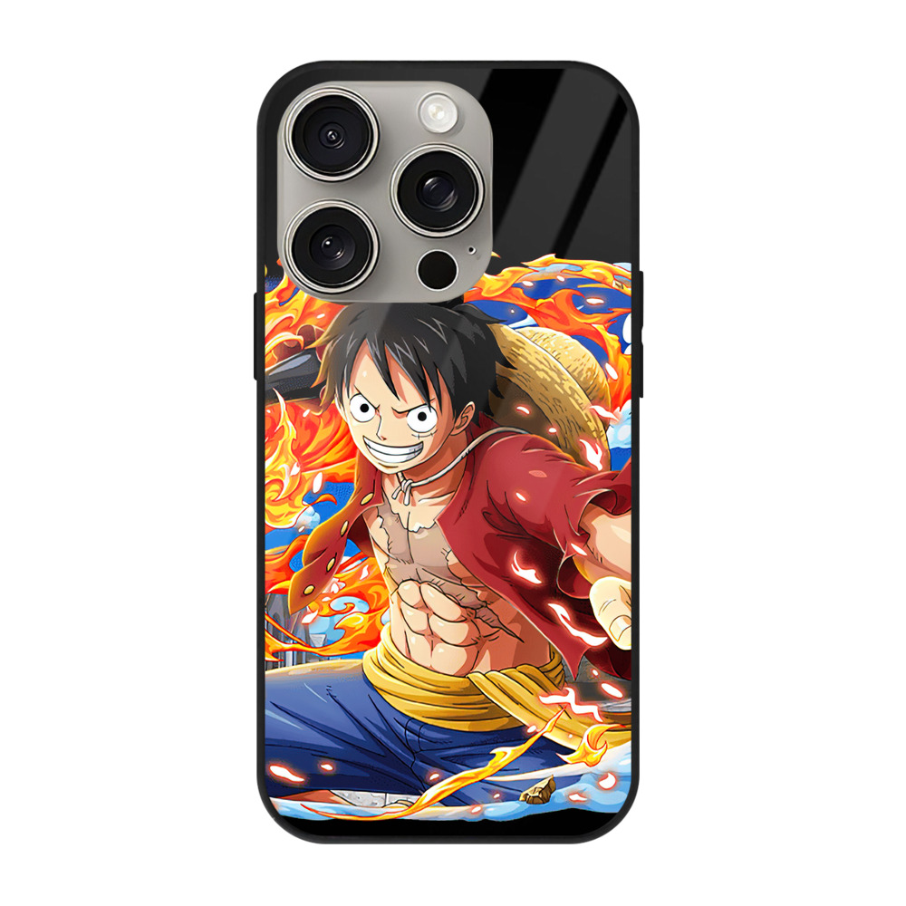 （画像用） ワンピース モンキー・D・ルフィ ONE PIECE Monkey D. Luffy 【iPhone15Pro対応】スマホケース 耐衝撃＆黄変防止 背面ガラス