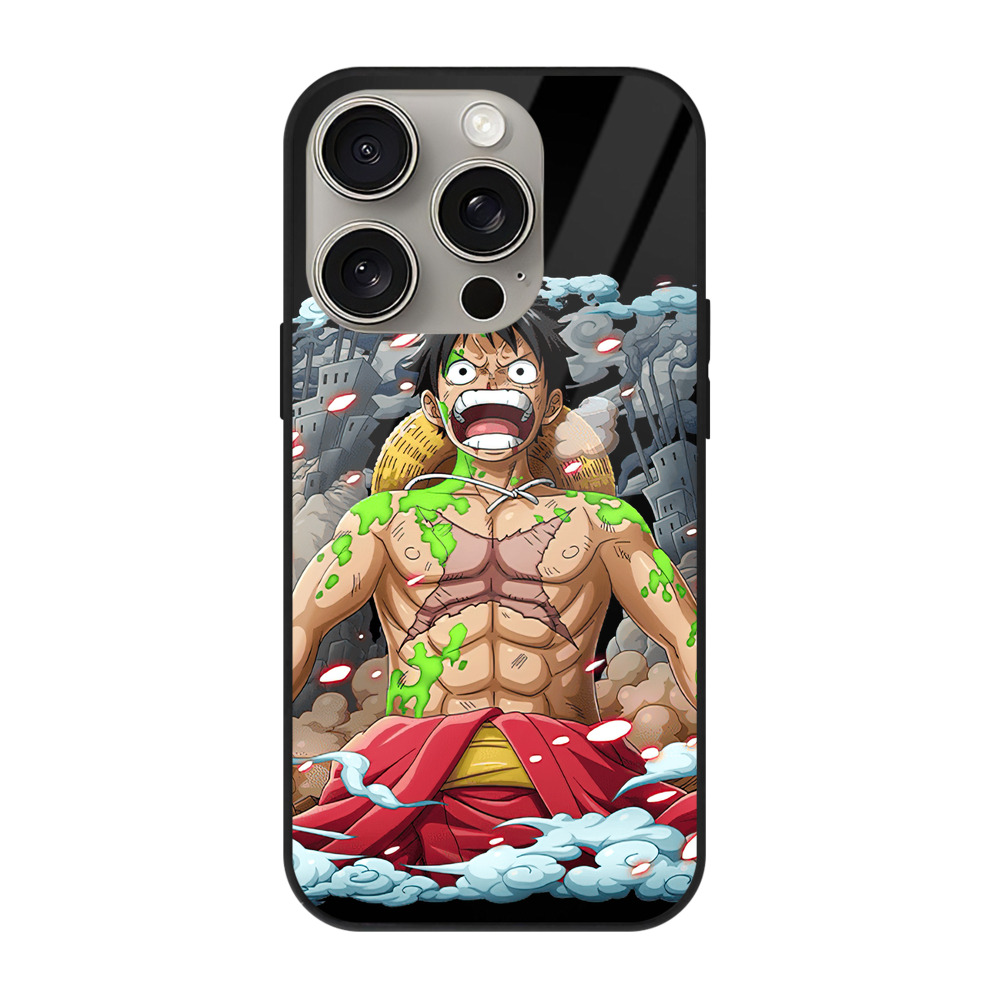 （画像用） ワンピース モンキー・D・ルフィ ONE PIECE Monkey D. Luffy 【iPhone15Pro対応】スマホケース 耐衝撃＆黄変防止 背面ガラス