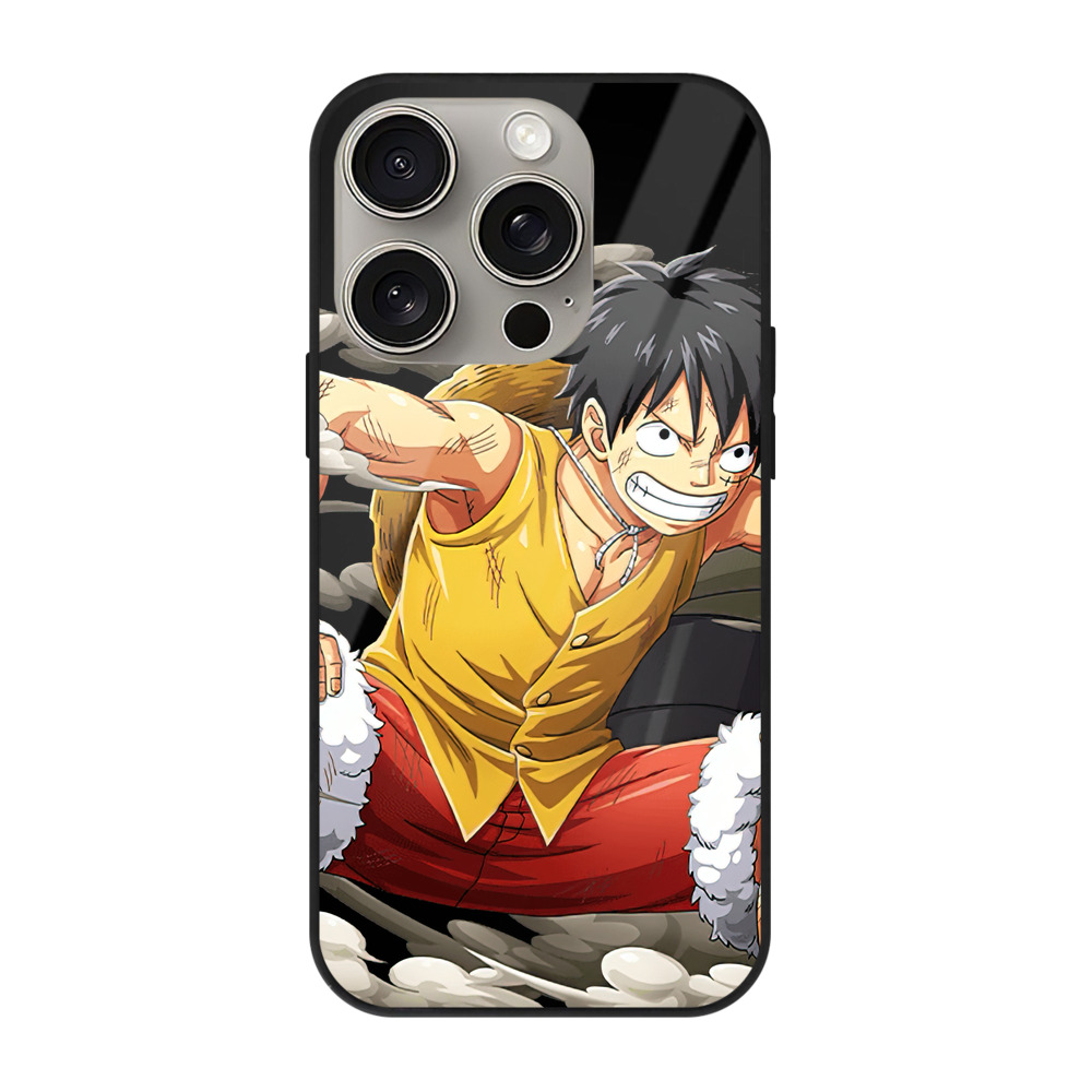 （画像用） ワンピース モンキー・D・ルフィ ONE PIECE Monkey D. Luffy 【iPhone15Pro対応】スマホケース 耐衝撃＆黄変防止 背面ガラス