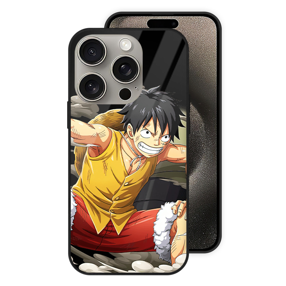 （画像用） ワンピース モンキー・D・ルフィ ONE PIECE Monkey D. Luffy 【iPhone15Pro対応】スマホケース 耐衝撃＆黄変防止 背面ガラス