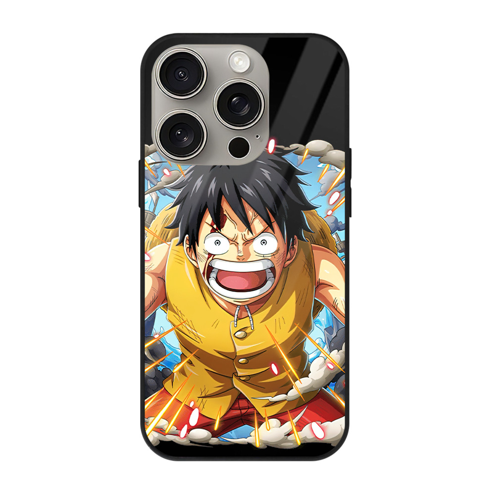 （画像用） ワンピース モンキー・D・ルフィ ONE PIECE Monkey D. Luffy 【iPhone15Pro対応】スマホケース 耐衝撃＆黄変防止 背面ガラス