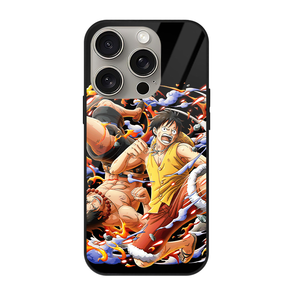 （画像用） ワンピース モンキー・D・ルフィ ONE PIECE Monkey D. Luffy 【iPhone15Pro対応】スマホケース 耐衝撃＆黄変防止 背面ガラス