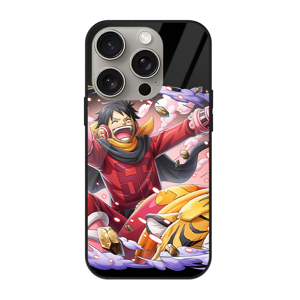 （画像用） ワンピース モンキー・D・ルフィ ONE PIECE Monkey D. Luffy 【iPhone15Pro対応】スマホケース 耐衝撃＆黄変防止 背面ガラス