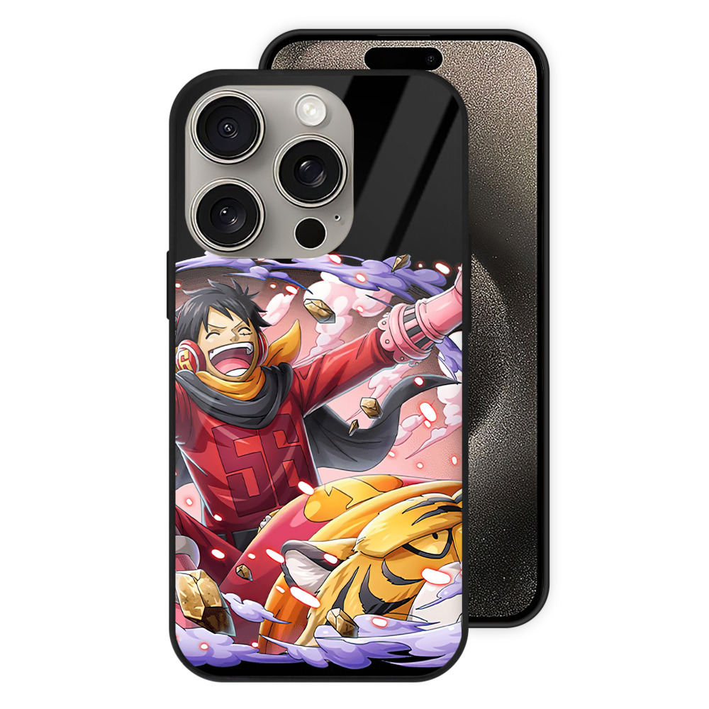 （画像用） ワンピース モンキー・D・ルフィ ONE PIECE Monkey D. Luffy 【iPhone15Pro対応】スマホケース 耐衝撃＆黄変防止 背面ガラス