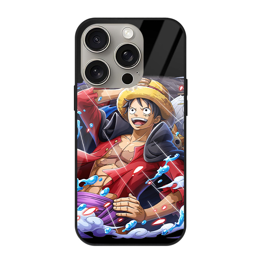 （画像用） ワンピース モンキー・D・ルフィ ONE PIECE Monkey D. Luffy 【iPhone15Pro対応】スマホケース 耐衝撃＆黄変防止 背面ガラス