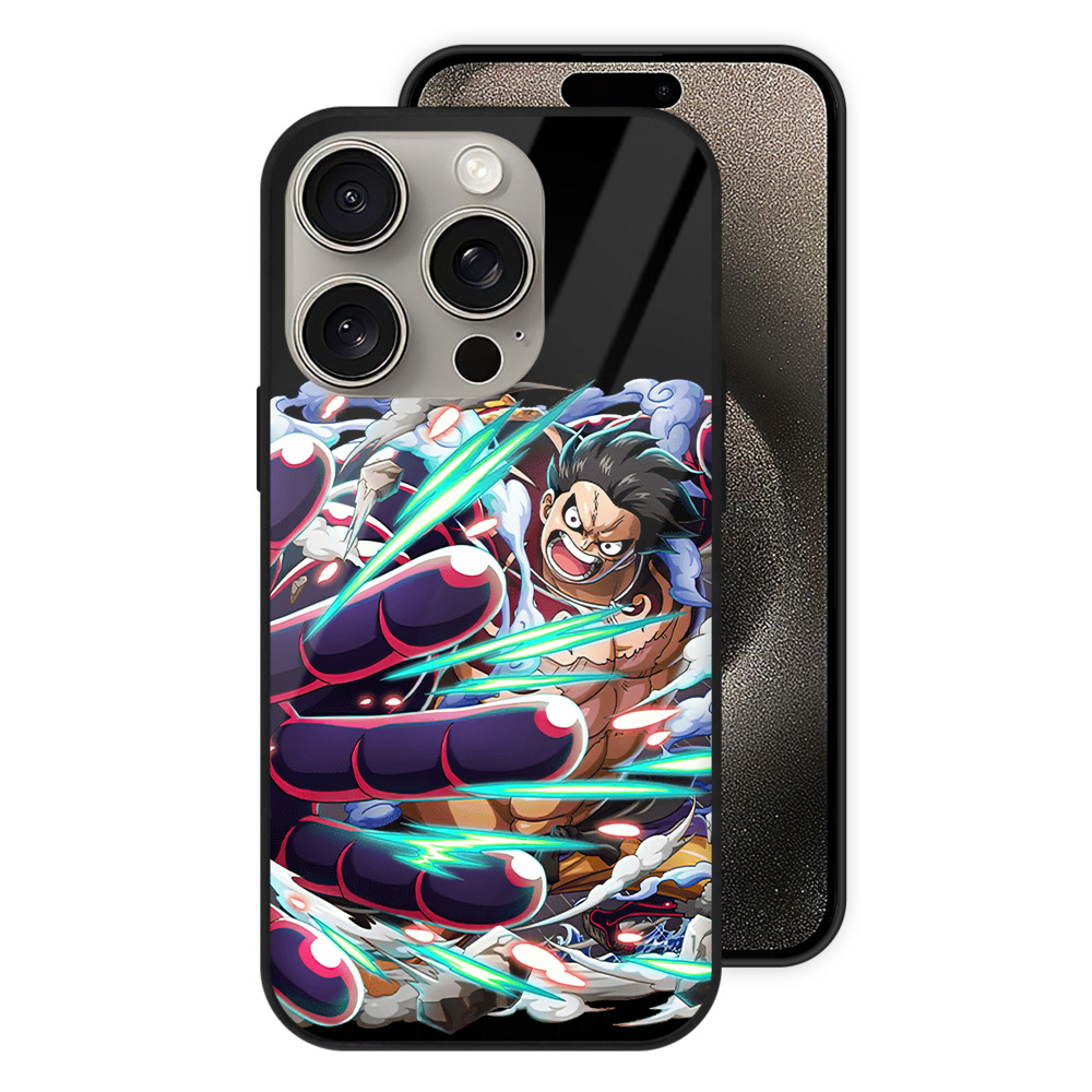 （画像用） ワンピース モンキー・D・ルフィ ONE PIECE Monkey D. Luffy 【iPhone15Pro対応】スマホケース 耐衝撃＆黄変防止 背面ガラス