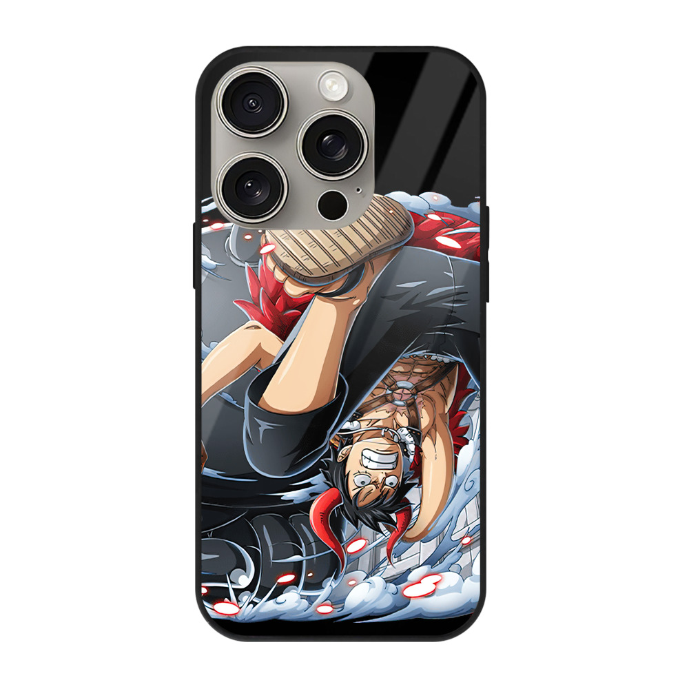 （画像用） ワンピース モンキー・D・ルフィ ONE PIECE Monkey D. Luffy 【iPhone15Pro対応】スマホケース 耐衝撃＆黄変防止 背面ガラス