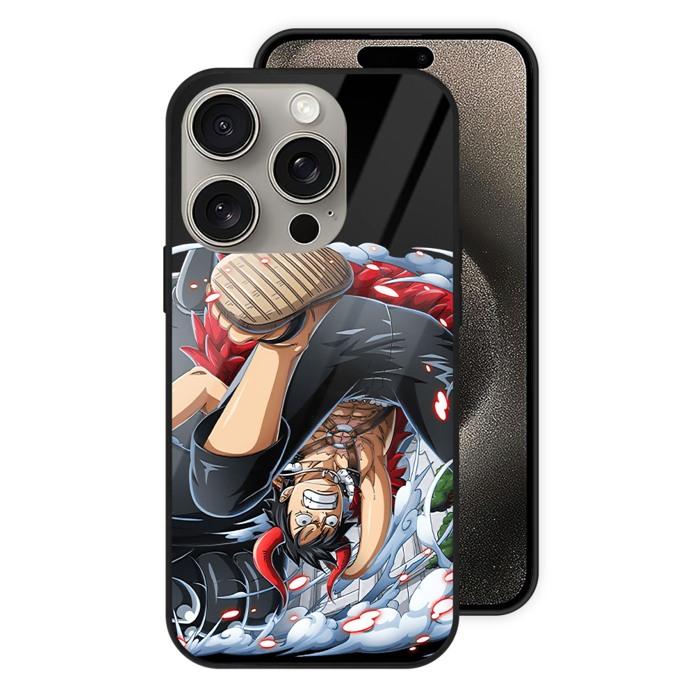 （画像用） ワンピース モンキー・D・ルフィ ONE PIECE Monkey D. Luffy 【iPhone15Pro対応】スマホケース 耐衝撃＆黄変防止 背面ガラス