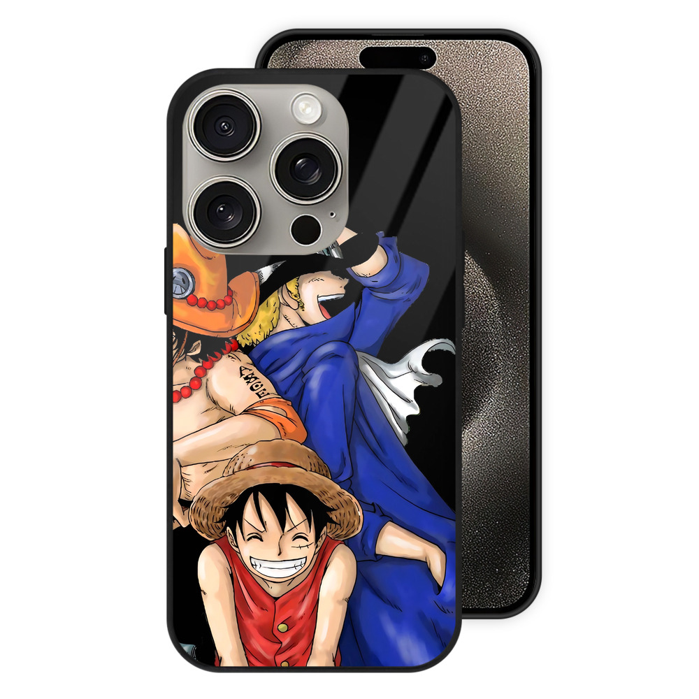 （画像用） ワンピース モンキー・D・ルフィ ONE PIECE Monkey D. Luffy 【iPhone15Pro対応】スマホケース 耐衝撃＆黄変防止 背面ガラス