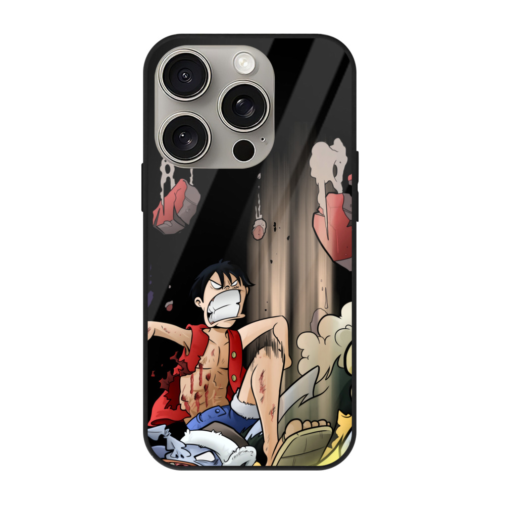 （画像用） ワンピース モンキー・D・ルフィ ONE PIECE Monkey D. Luffy 【iPhone15Pro対応】スマホケース 耐衝撃＆黄変防止 背面ガラス
