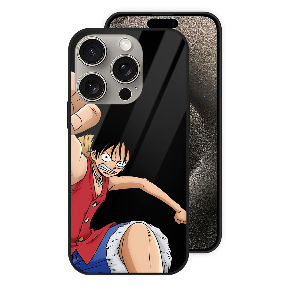 （画像用） ワンピース モンキー・D・ルフィ ONE PIECE Monkey D. Luffy 【iPhone15Pro対応】スマホケース 耐衝撃＆黄変防止 背面ガラス