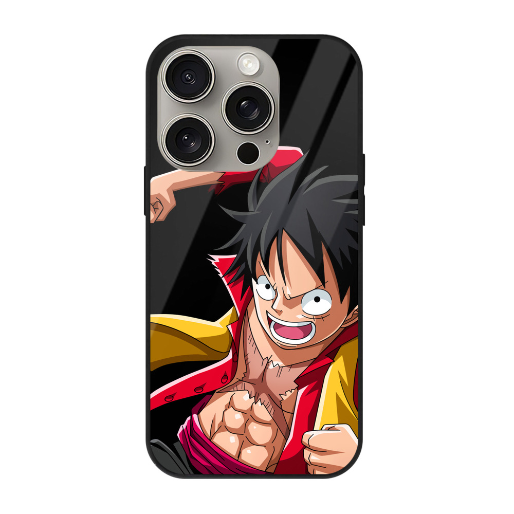 （画像用） ワンピース モンキー・D・ルフィ ONE PIECE Monkey D. Luffy 【iPhone15Pro対応】スマホケース 耐衝撃＆黄変防止 背面ガラス