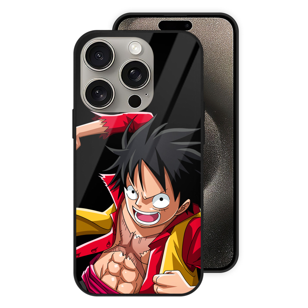 （画像用） ワンピース モンキー・D・ルフィ ONE PIECE Monkey D. Luffy 【iPhone15Pro対応】スマホケース 耐衝撃＆黄変防止 背面ガラス