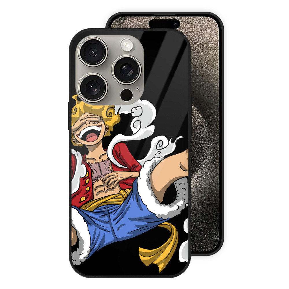 （画像用） ワンピース モンキー・D・ルフィ ONE PIECE Monkey D. Luffy 【iPhone15Pro対応】スマホケース 耐衝撃＆黄変防止 背面ガラス
