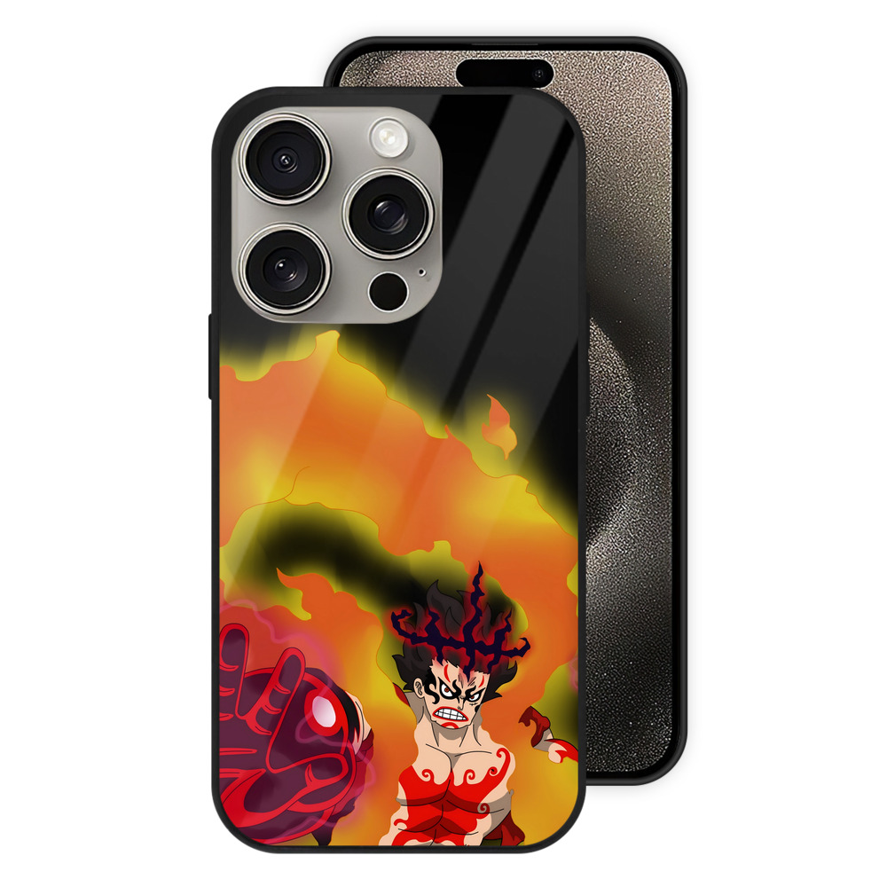 （画像用） ワンピース モンキー・D・ルフィ ONE PIECE Monkey D. Luffy 【iPhone15Pro対応】スマホケース 耐衝撃＆黄変防止 背面ガラス