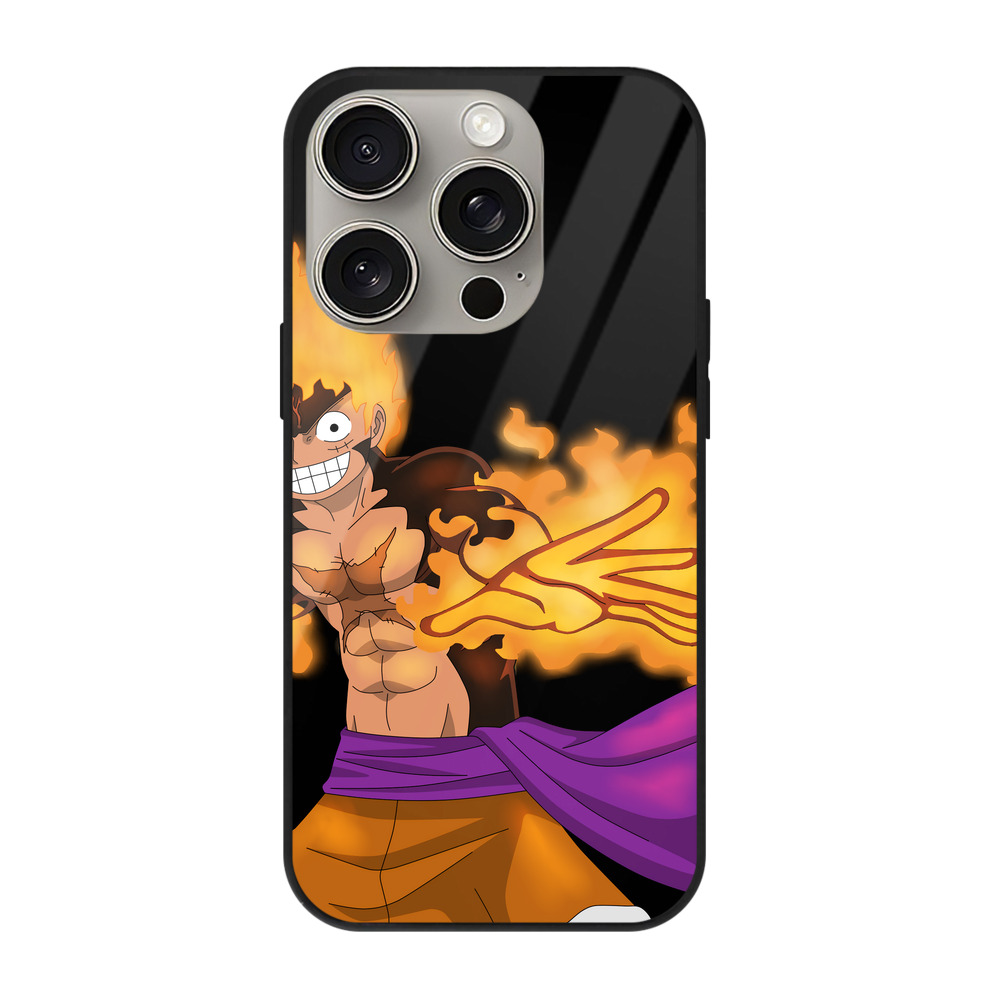 （画像用） ワンピース モンキー・D・ルフィ ONE PIECE Monkey D. Luffy 【iPhone15Pro対応】スマホケース 耐衝撃＆黄変防止 背面ガラス