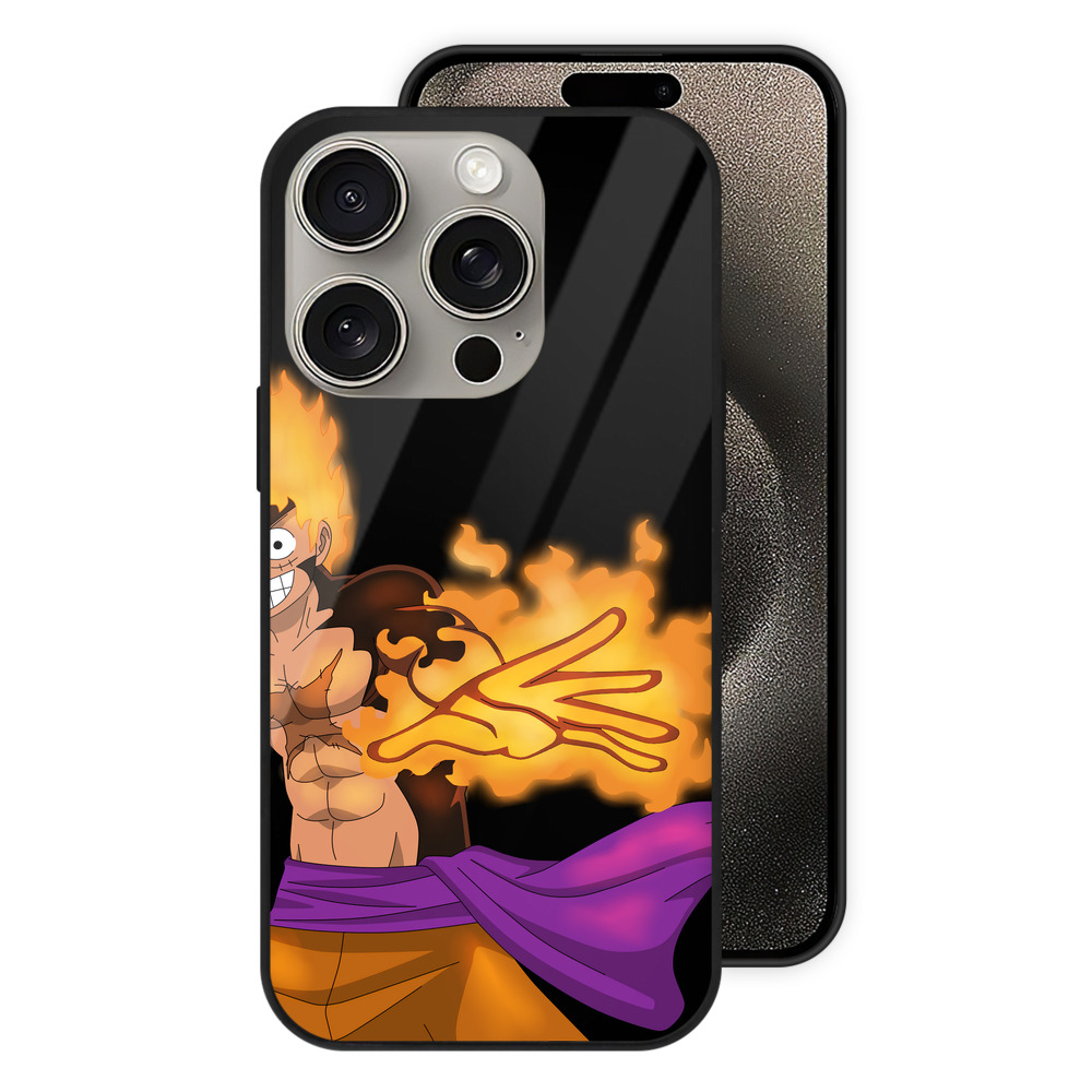 （画像用） ワンピース モンキー・D・ルフィ ONE PIECE Monkey D. Luffy 【iPhone15Pro対応】スマホケース 耐衝撃＆黄変防止 背面ガラス