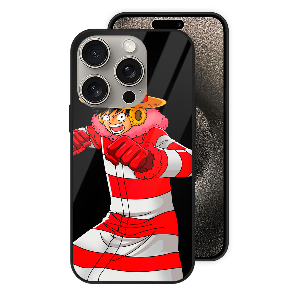 （画像用） ワンピース モンキー・D・ルフィ ONE PIECE Monkey D. Luffy 【iPhone15Pro対応】スマホケース 耐衝撃＆黄変防止 背面ガラス