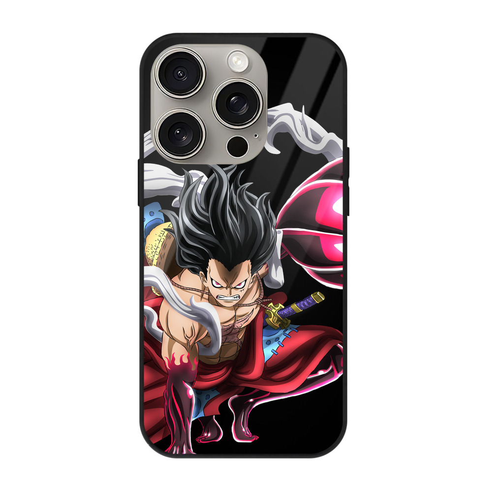 （画像用） ワンピース モンキー・D・ルフィ ONE PIECE Monkey D. Luffy 【iPhone15Pro対応】スマホケース 耐衝撃＆黄変防止 背面ガラス