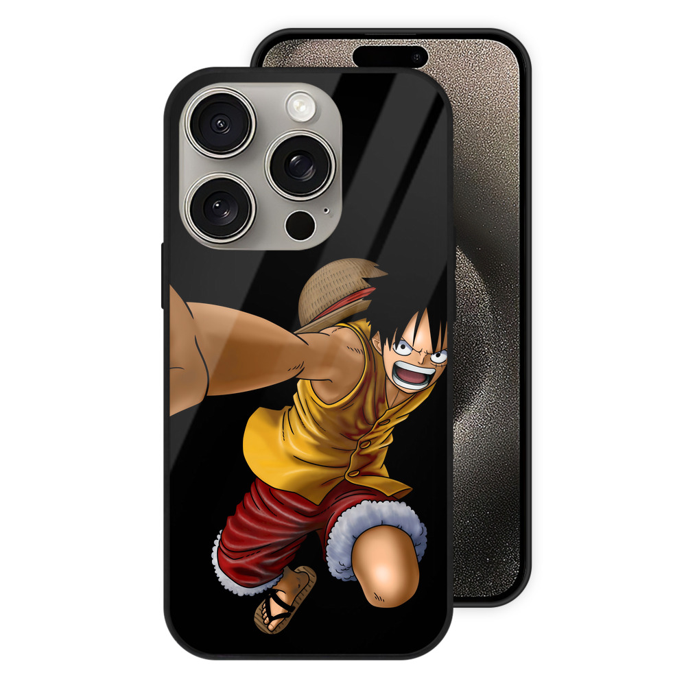 （画像用） ワンピース モンキー・D・ルフィ ONE PIECE Monkey D. Luffy 【iPhone15Pro対応】スマホケース 耐衝撃＆黄変防止 背面ガラス