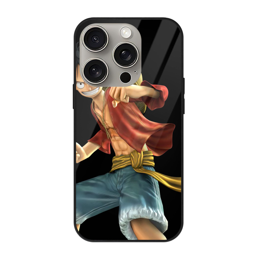 （画像用） ワンピース モンキー・D・ルフィ ONE PIECE Monkey D. Luffy 【iPhone15Pro対応】スマホケース 耐衝撃＆黄変防止 背面ガラス