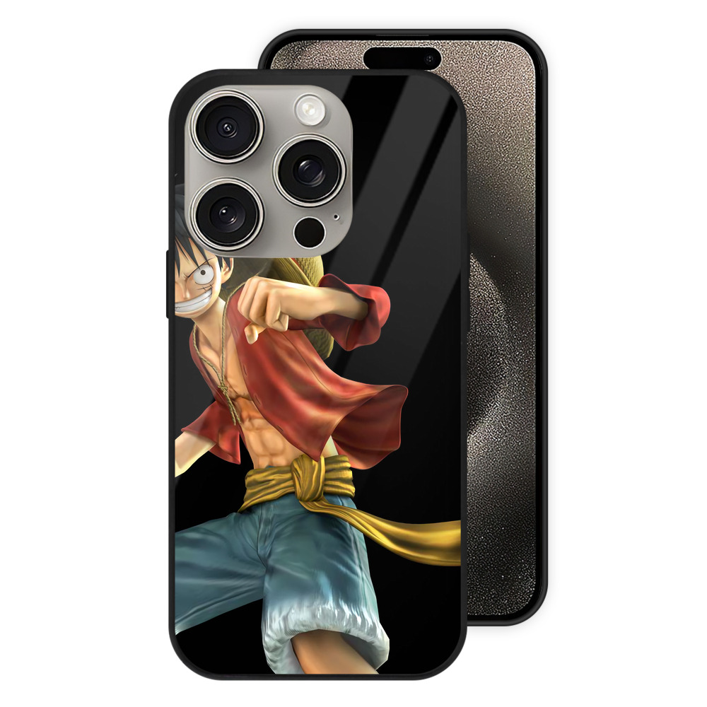（画像用） ワンピース モンキー・D・ルフィ ONE PIECE Monkey D. Luffy 【iPhone15Pro対応】スマホケース 耐衝撃＆黄変防止 背面ガラス