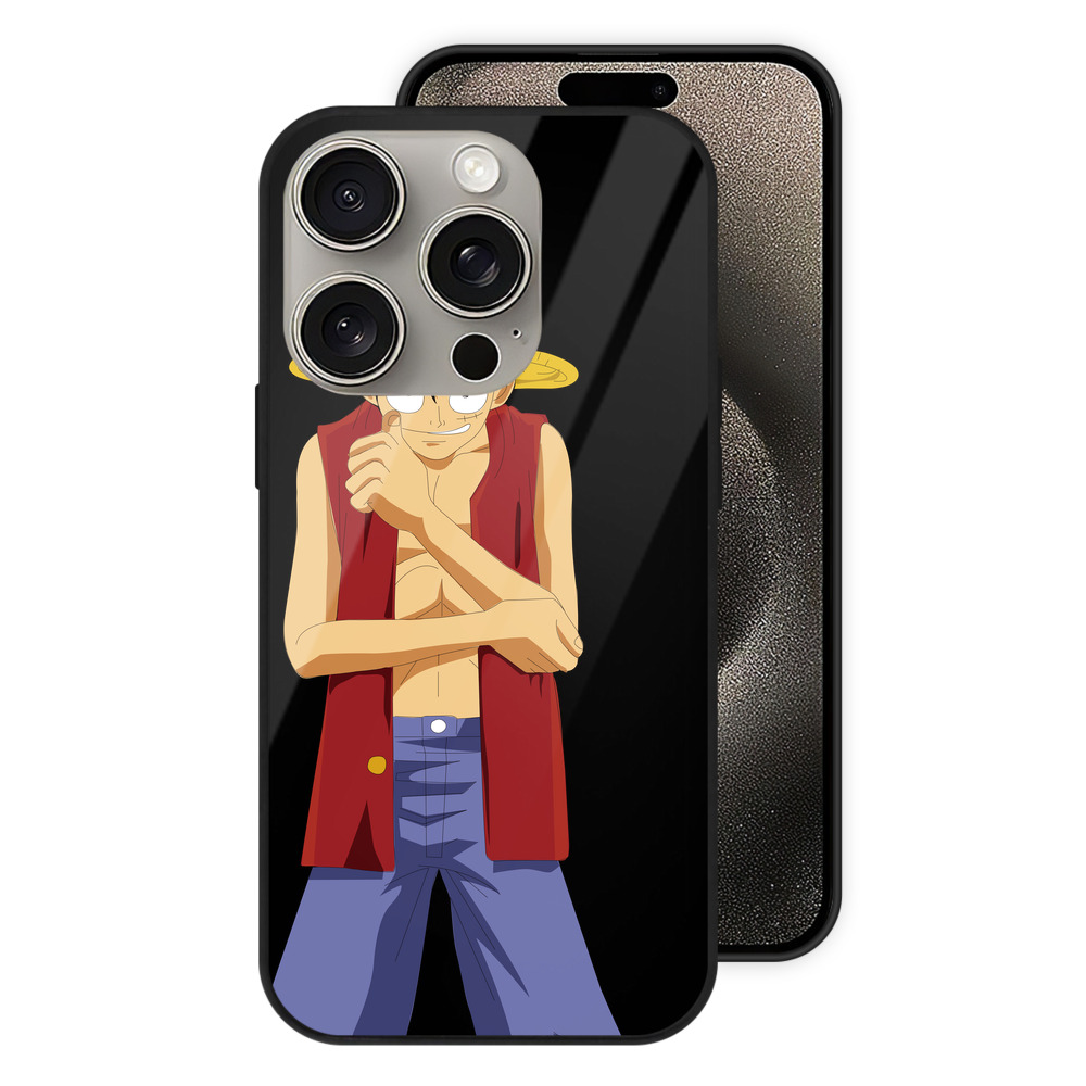 （画像用） ワンピース モンキー・D・ルフィ ONE PIECE Monkey D. Luffy 【iPhone15Pro対応】スマホケース 耐衝撃＆黄変防止 背面ガラス