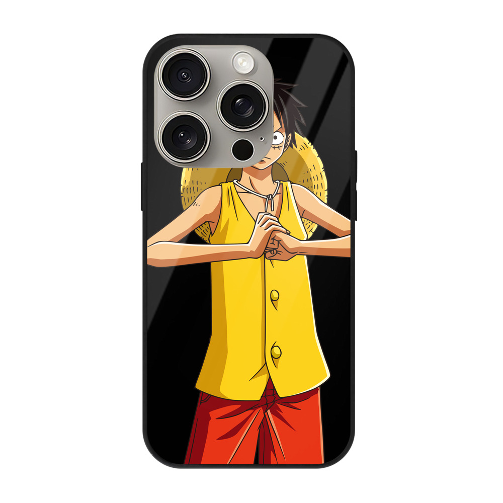 （画像用） ワンピース モンキー・D・ルフィ ONE PIECE Monkey D. Luffy 【iPhone15Pro対応】スマホケース 耐衝撃＆黄変防止 背面ガラス