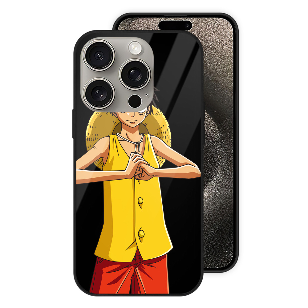 （画像用） ワンピース モンキー・D・ルフィ ONE PIECE Monkey D. Luffy 【iPhone15Pro対応】スマホケース 耐衝撃＆黄変防止 背面ガラス