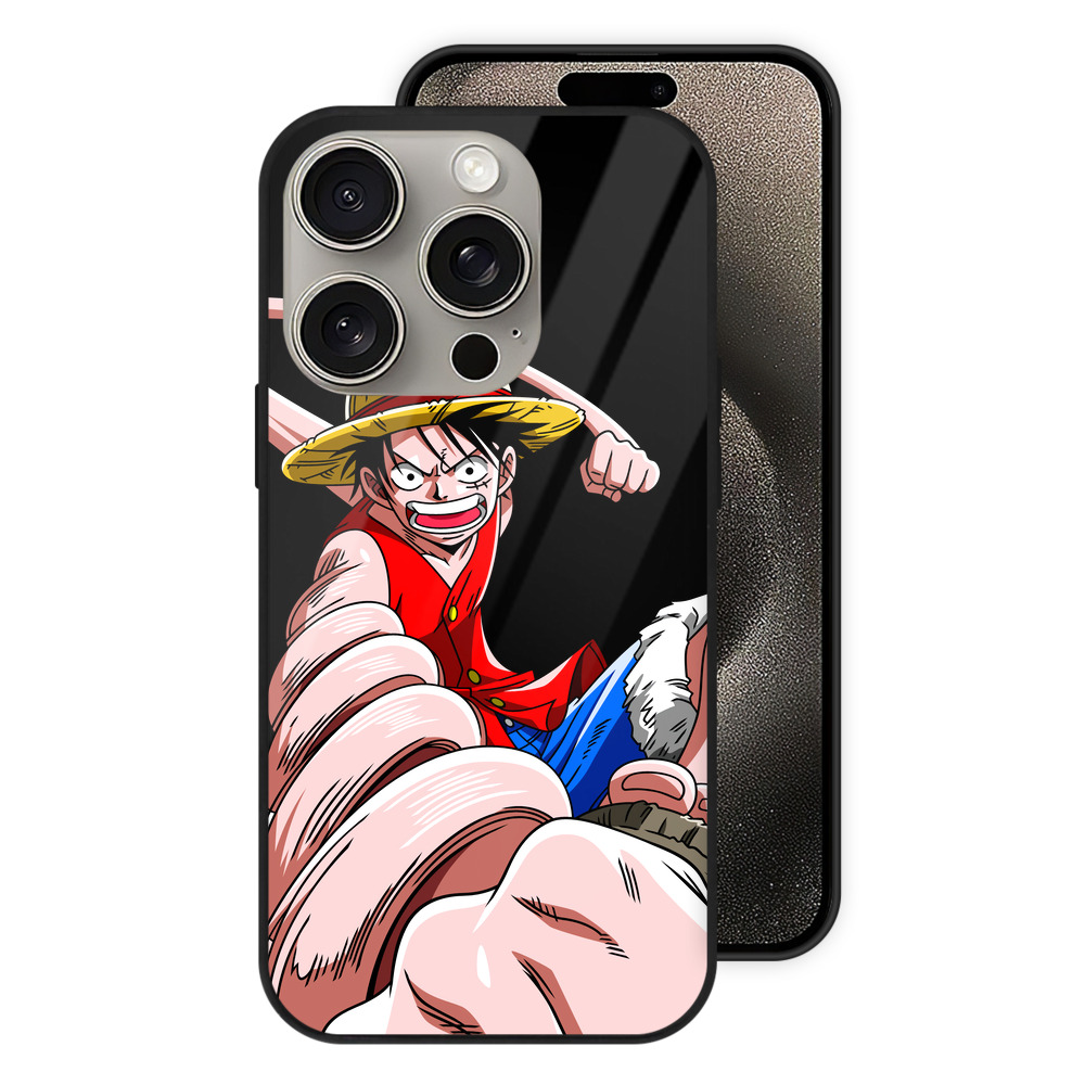 （画像用） ワンピース モンキー・D・ルフィ ONE PIECE Monkey D. Luffy 【iPhone15Pro対応】スマホケース 耐衝撃＆黄変防止 背面ガラス