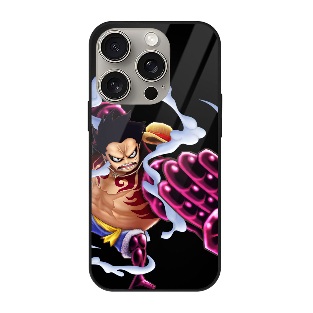 （画像用） ワンピース モンキー・D・ルフィ ONE PIECE Monkey D. Luffy 【iPhone15Pro対応】スマホケース 耐衝撃＆黄変防止 背面ガラス