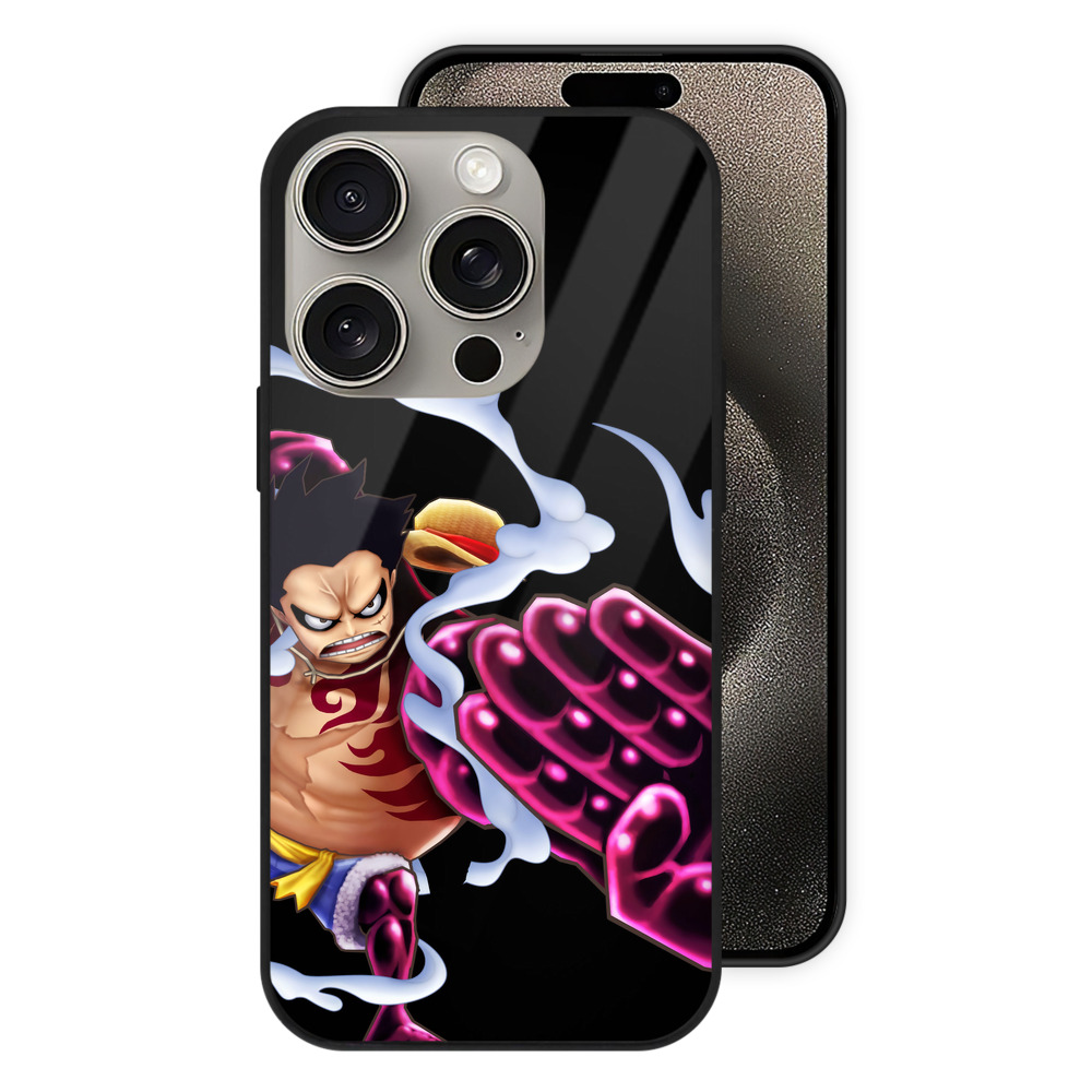 （画像用） ワンピース モンキー・D・ルフィ ONE PIECE Monkey D. Luffy 【iPhone15Pro対応】スマホケース 耐衝撃＆黄変防止 背面ガラス