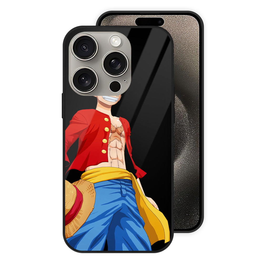 （画像用） ワンピース モンキー・D・ルフィ ONE PIECE Monkey D. Luffy 【iPhone15Pro対応】スマホケース 耐衝撃＆黄変防止 背面ガラス