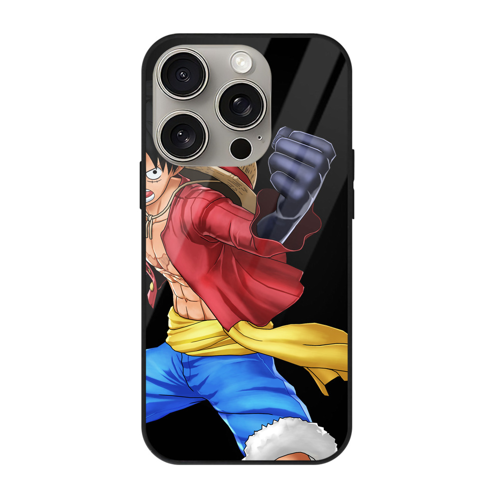 （画像用） ワンピース モンキー・D・ルフィ ONE PIECE Monkey D. Luffy 【iPhone15Pro対応】スマホケース 耐衝撃＆黄変防止 背面ガラス
