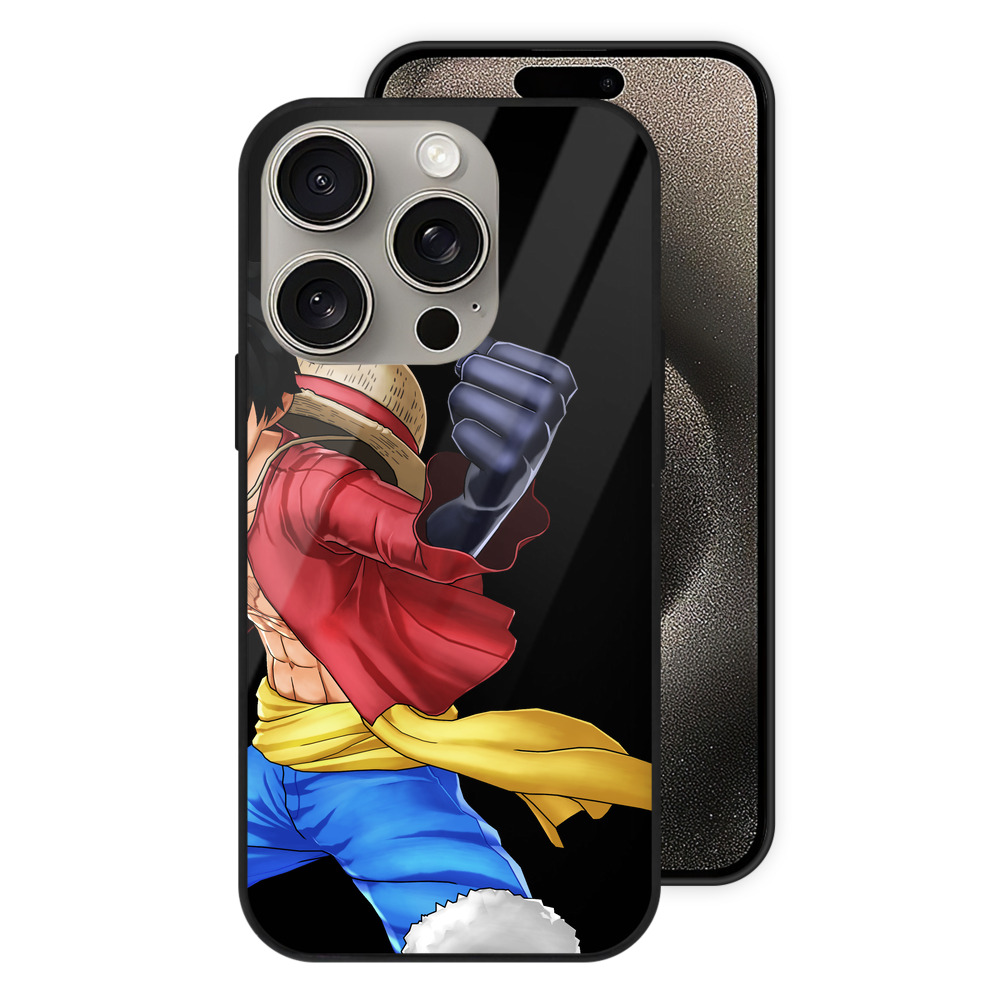（画像用） ワンピース モンキー・D・ルフィ ONE PIECE Monkey D. Luffy 【iPhone15Pro対応】スマホケース 耐衝撃＆黄変防止 背面ガラス
