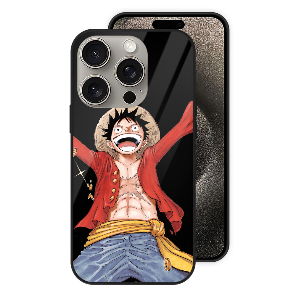 （画像用） ワンピース モンキー・D・ルフィ ONE PIECE Monkey D. Luffy 【iPhone15Pro対応】スマホケース 耐衝撃＆黄変防止 背面ガラス