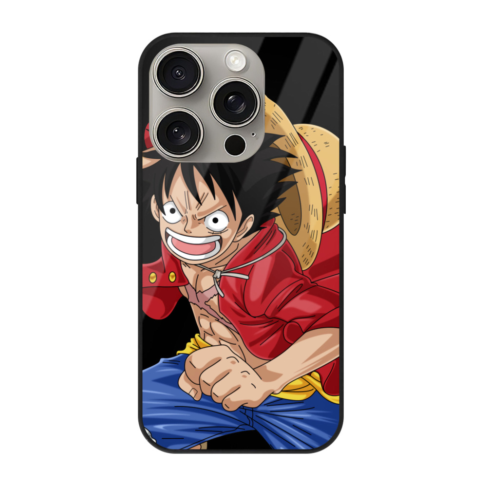 （画像用） ワンピース モンキー・D・ルフィ ONE PIECE Monkey D. Luffy 【iPhone15Pro対応】スマホケース 耐衝撃＆黄変防止 背面ガラス