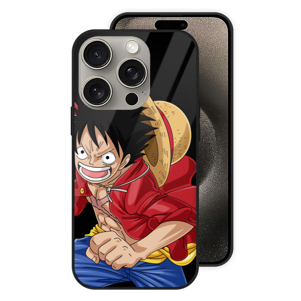 （画像用） ワンピース モンキー・D・ルフィ ONE PIECE Monkey D. Luffy 【iPhone15Pro対応】スマホケース 耐衝撃＆黄変防止 背面ガラス
