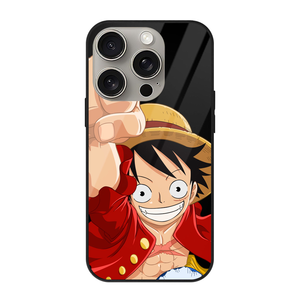 （画像用） ワンピース モンキー・D・ルフィ ONE PIECE Monkey D. Luffy 【iPhone15Pro対応】スマホケース 耐衝撃＆黄変防止 背面ガラス