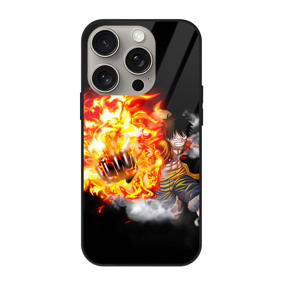 （画像用） ワンピース モンキー・D・ルフィ ONE PIECE Monkey D. Luffy 【iPhone15Pro対応】スマホケース 耐衝撃＆黄変防止 背面ガラス