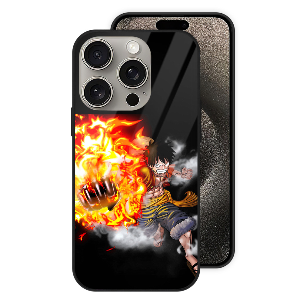 （画像用） ワンピース モンキー・D・ルフィ ONE PIECE Monkey D. Luffy 【iPhone15Pro対応】スマホケース 耐衝撃＆黄変防止 背面ガラス