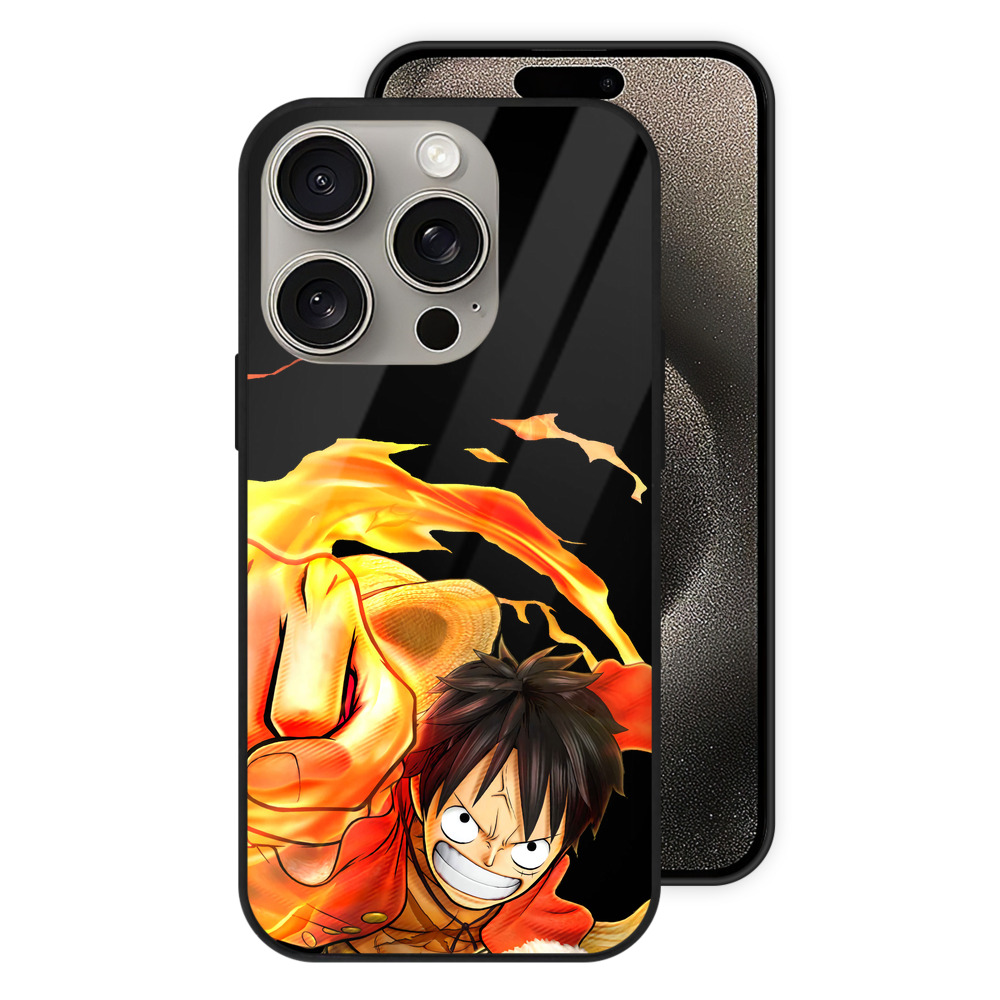 （画像用） ワンピース モンキー・D・ルフィ ONE PIECE Monkey D. Luffy 【iPhone15Pro対応】スマホケース 耐衝撃＆黄変防止 背面ガラス