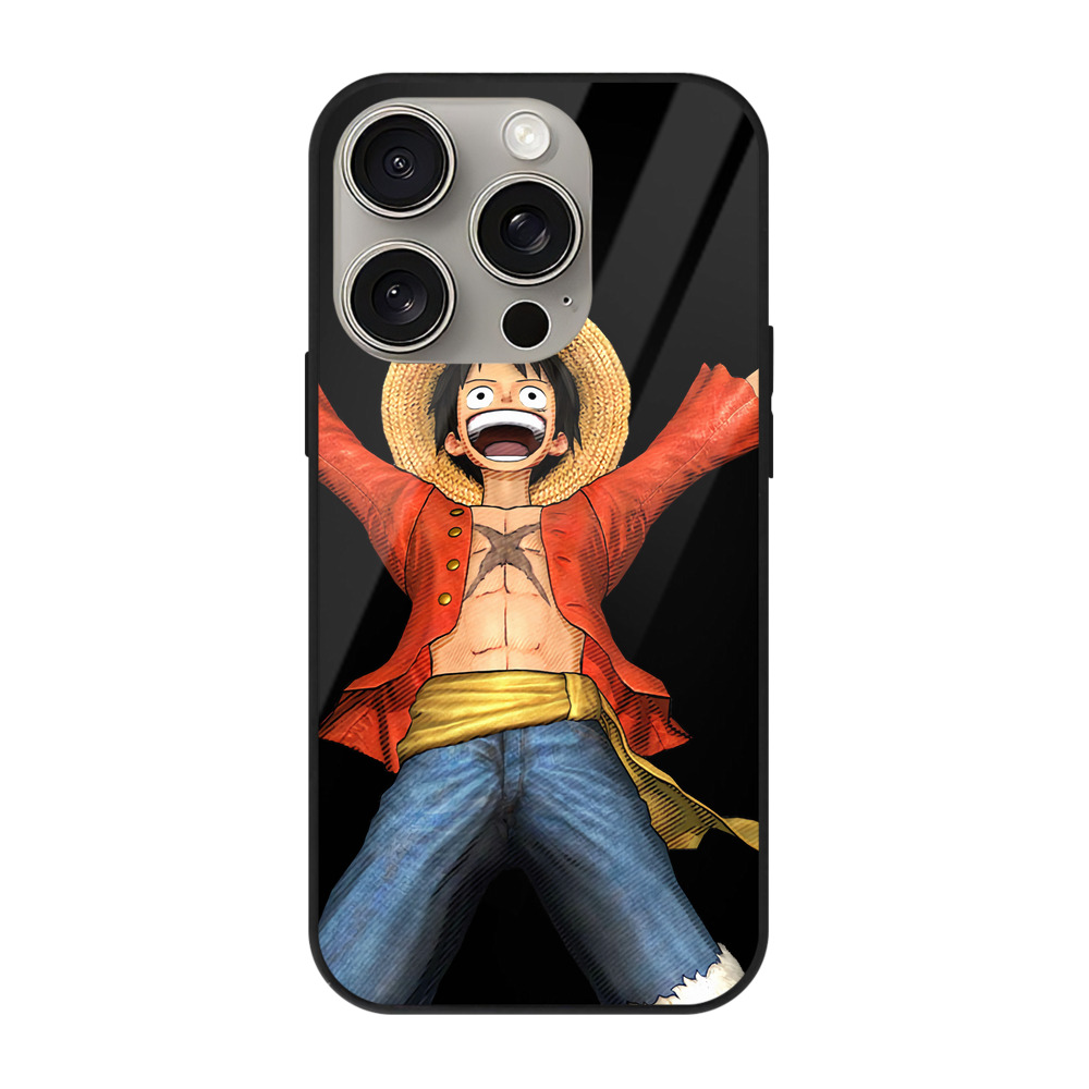 （画像用） ワンピース モンキー・D・ルフィ ONE PIECE Monkey D. Luffy 【iPhone15Pro対応】スマホケース 耐衝撃＆黄変防止 背面ガラス