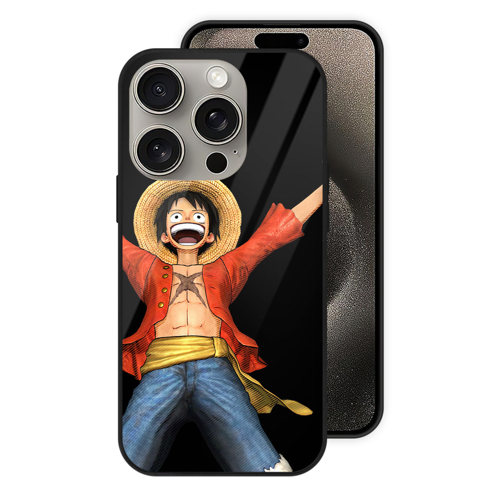 （画像用） ワンピース モンキー・D・ルフィ ONE PIECE Monkey D. Luffy 【iPhone15Pro対応】スマホケース 耐衝撃＆黄変防止 背面ガラス