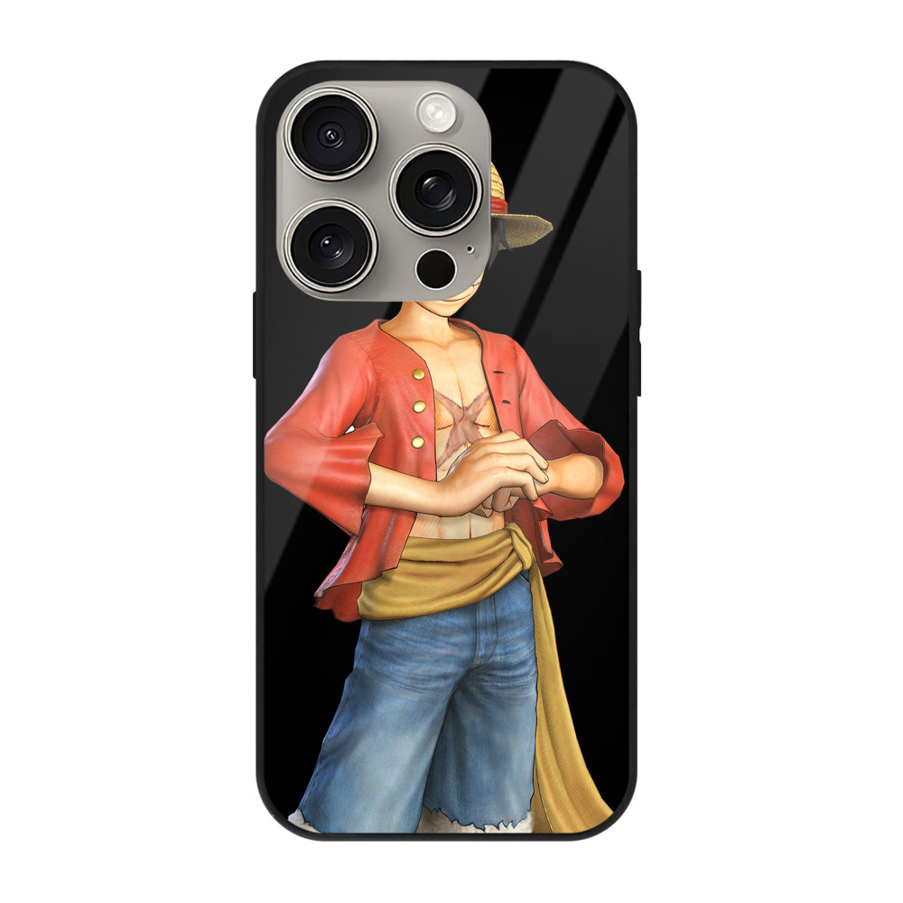 （画像用） ワンピース モンキー・D・ルフィ ONE PIECE Monkey D. Luffy 【iPhone15Pro対応】スマホケース 耐衝撃＆黄変防止 背面ガラス