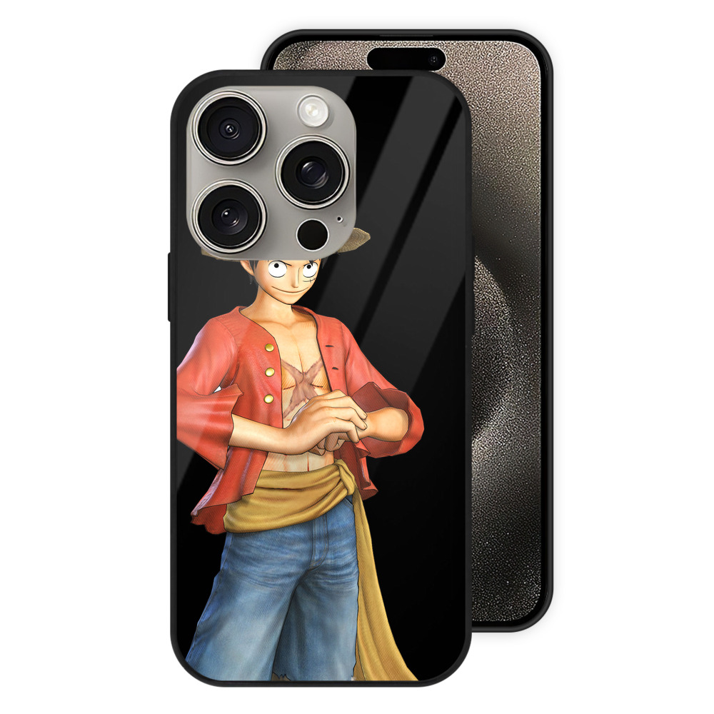 （画像用） ワンピース モンキー・D・ルフィ ONE PIECE Monkey D. Luffy 【iPhone15Pro対応】スマホケース 耐衝撃＆黄変防止 背面ガラス