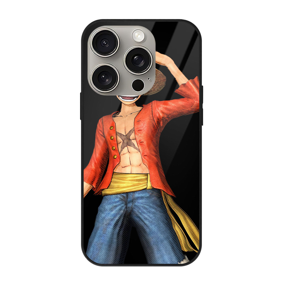 （画像用） ワンピース モンキー・D・ルフィ ONE PIECE Monkey D. Luffy 【iPhone15Pro対応】スマホケース 耐衝撃＆黄変防止 背面ガラス